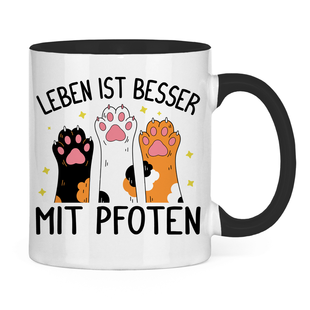 Tasse zweifarbig Leben ist besser mit Pfoten