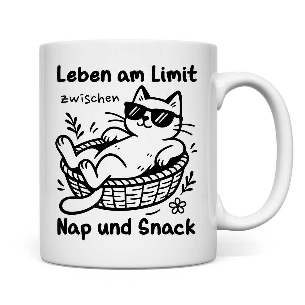 Tasse Leben am Limit zwischen Nap und Snack