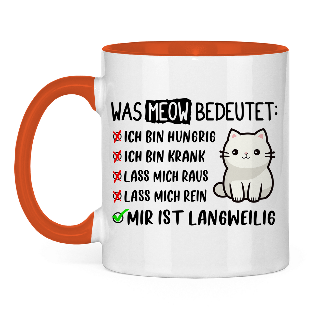 Tasse zweifarbig Dicke Katze - Alles OK!