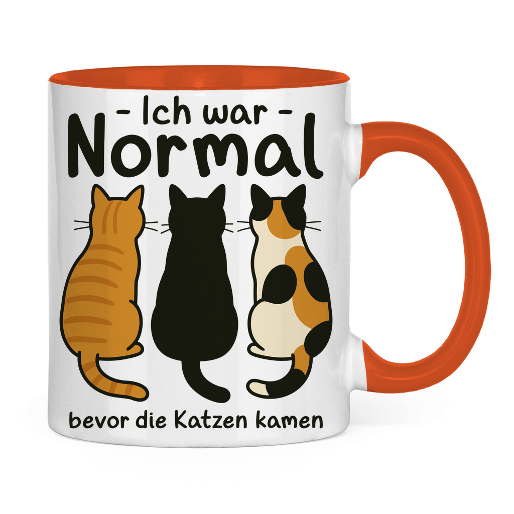 Tasse zweifarbig Ich war Normal, bevor die Katzen kamen