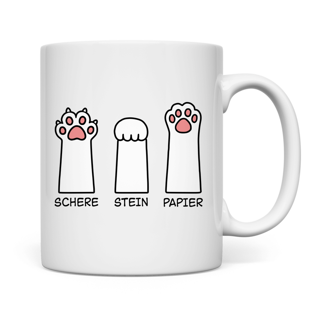 Tasse - Katzenpfoten – Schere, Stein, Papier