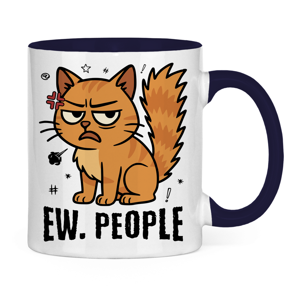 Tasse zweifarbig - Ew. People Cat – Lustiges Statement Katzenmotiv