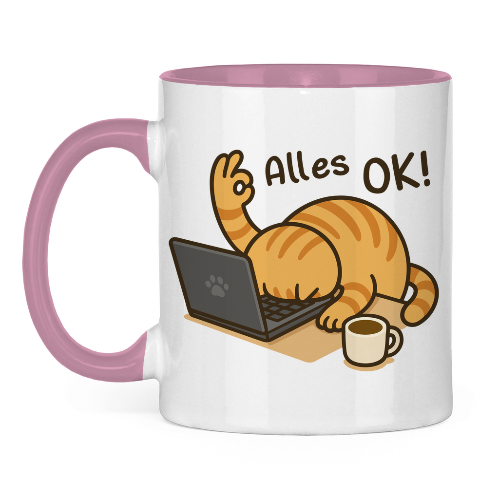 Tasse zweifarbig Dicke Katze - Alles OK!