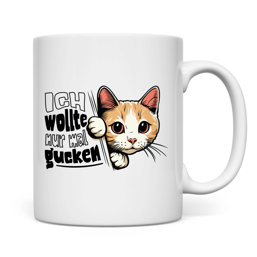 Tasse Ich wollte nur mal gucken - Hinterhältig Katze