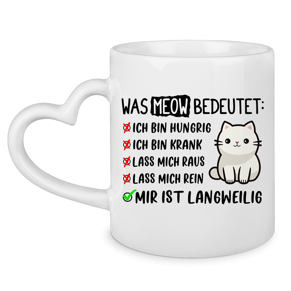 Tasse mit Herzhenkel Dicke Katze - Alles OK!