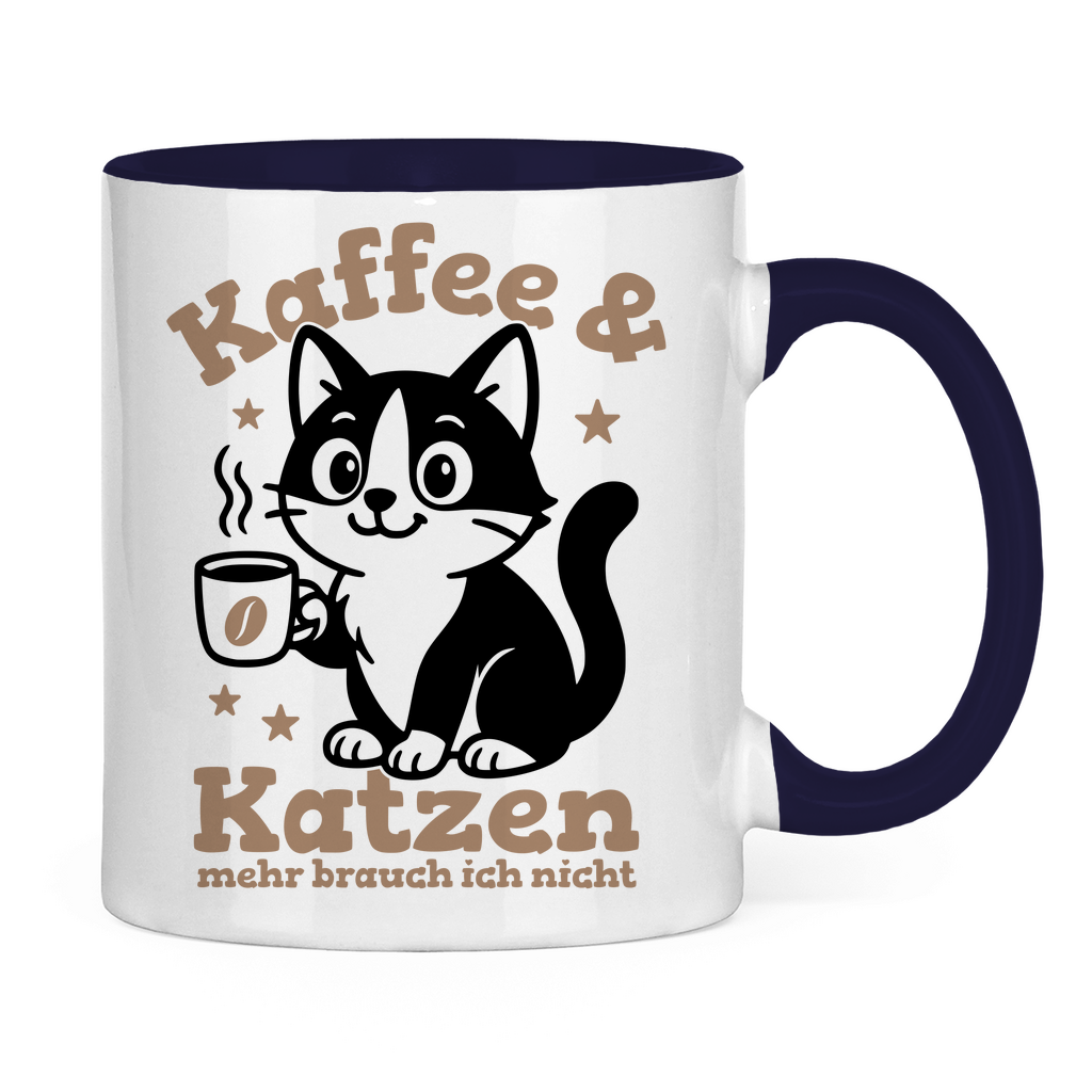 Tasse zweifarbig - Kaffee & Katzen – Niedliches Motiv für Kaffeeliebhaber