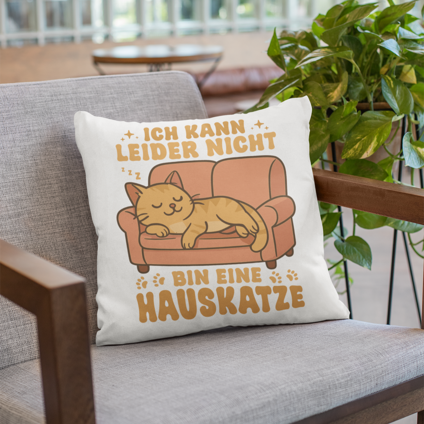 Kopfkissen flauschig - Hauskatze Sofa – „Ich kann leider nicht, bin eine Hauskatze“