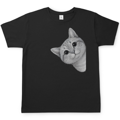 Herren T-Shirt - Sneaky Cat – Neugierige Katze schaut um die Ecke