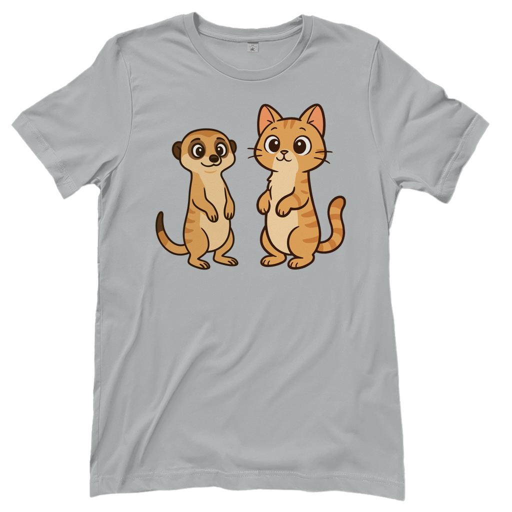 Damen T-Shirt Personalisiert - Stehende Katze mit Erdmännchen, sarkastisch