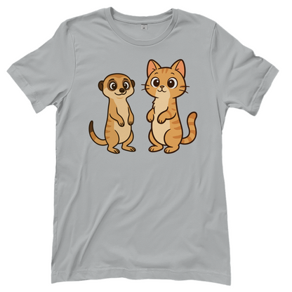 Damen T-Shirt Personalisiert - Stehende Katze mit Erdmännchen, sarkastisch