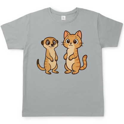 Herren T-Shirt Personalisiert - Stehende Katze mit Erdmännchen, sarkastisch