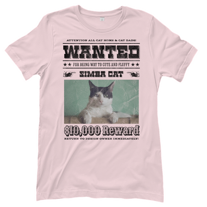 Damen T-Shirt Personalisiert - Wanted Cat - Western Katzen Fahndungsfoto