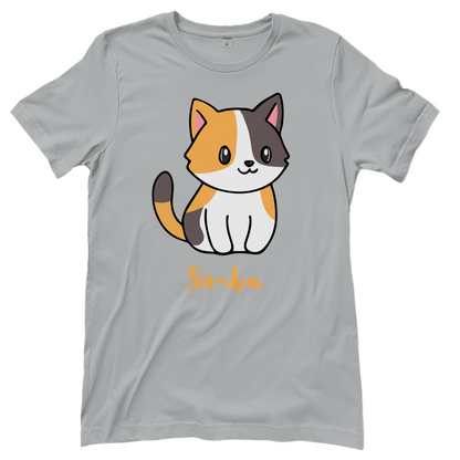 Damen T-Shirt Personalisiert - Eine Individuelle Cartoon Katze mit Name