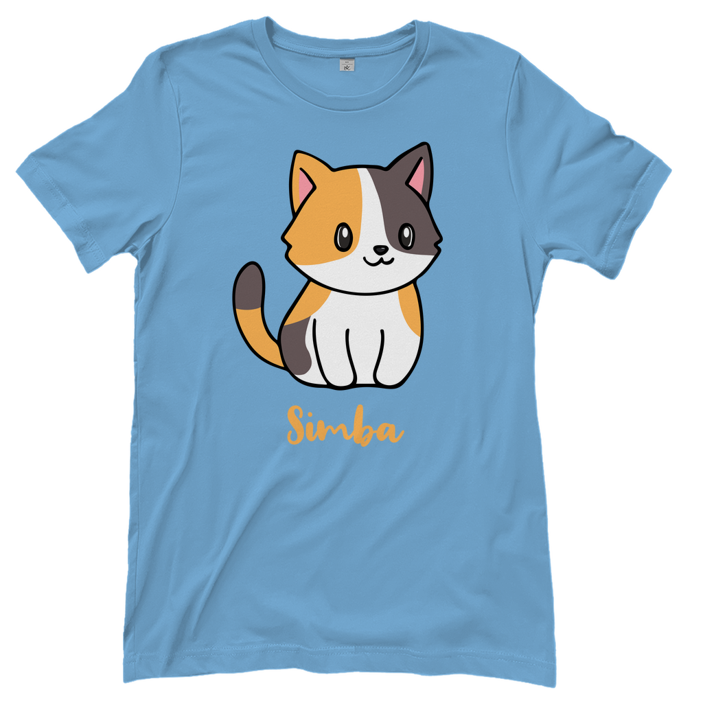 Damen T-Shirt Personalisiert - Eine Individuelle Cartoon Katze mit Name