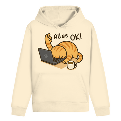 ST/ST Drummer Hoodie - Alles OK Katze – Lustiges Katzenmotiv am Laptop