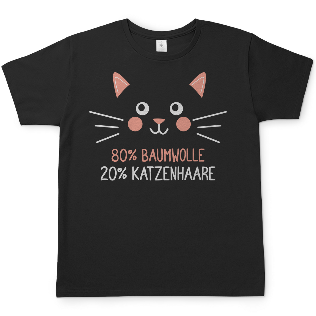 Herren T-Shirt - 80% Baumwolle 20% Katzenhaare – Witziges Katzen-Spruchmotiv