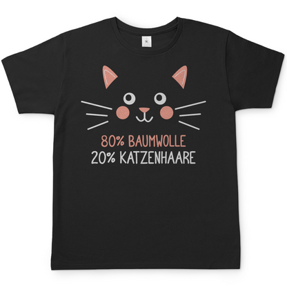 Herren T-Shirt - 80% Baumwolle 20% Katzenhaare – Witziges Katzen-Spruchmotiv