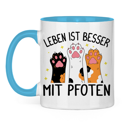 Tasse zweifarbig Leben ist besser mit Pfoten