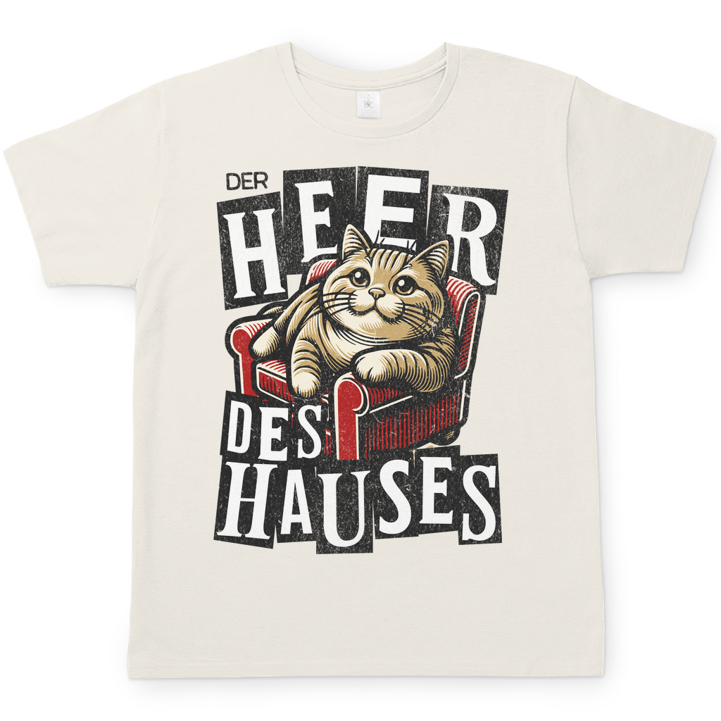 Herren T-Shirt Der Heer des Hauses - Katze auf Sofa
