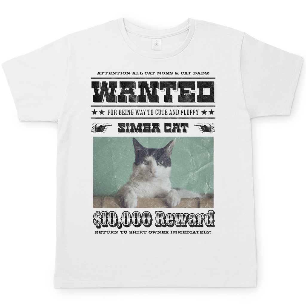 Herren T-Shirt Personalisiert - Western Wanted Individuelles Katzen Design