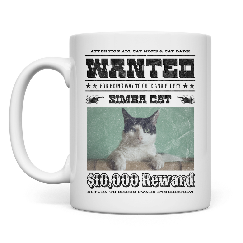 Tasse Personalisiert - Wanted Cat - Western Katzen Fahndungsfoto