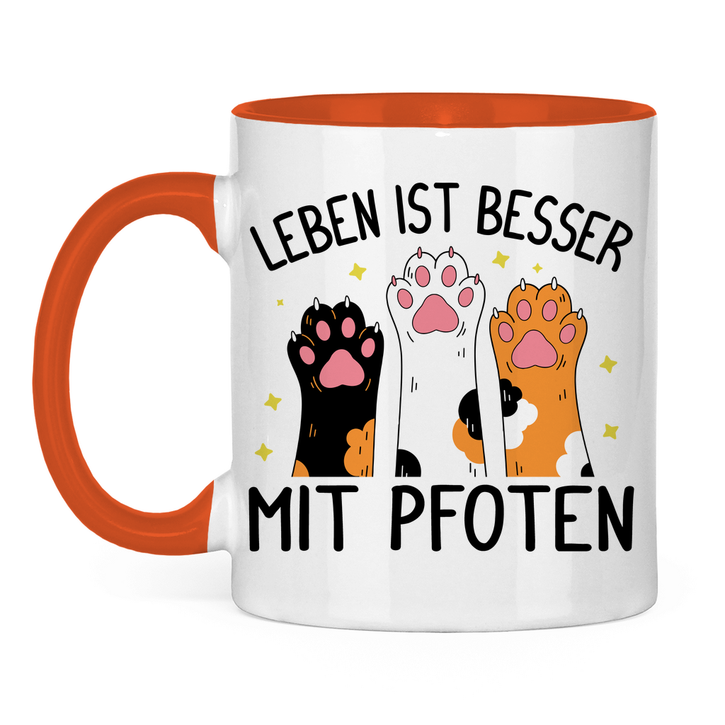 Tasse zweifarbig Leben ist besser mit Pfoten