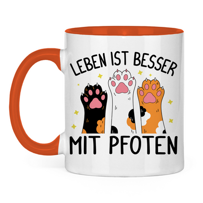 Tasse zweifarbig Leben ist besser mit Pfoten