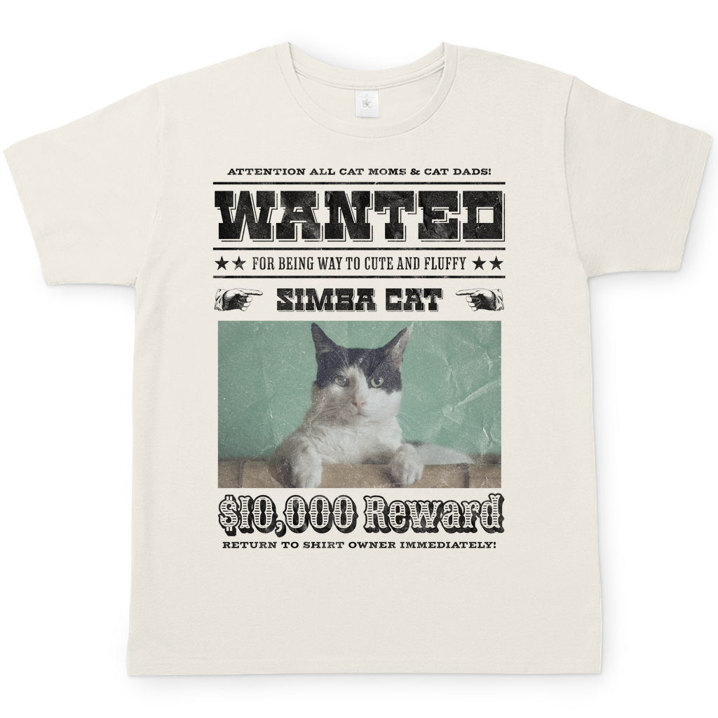 Herren T-Shirt Personalisiert - Western Wanted Individuelles Katzen Design