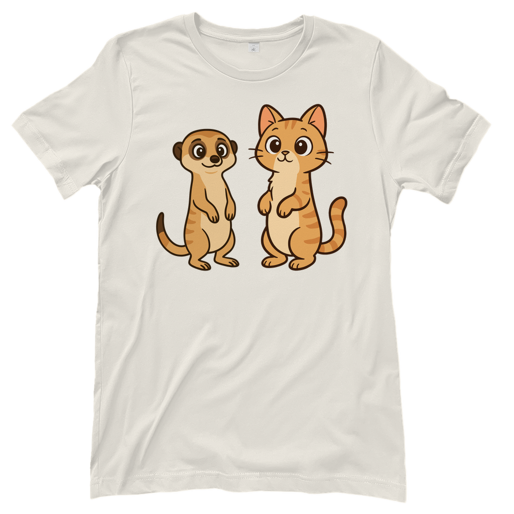 Damen T-Shirt Personalisiert - Stehende Katze mit Erdmännchen, sarkastisch