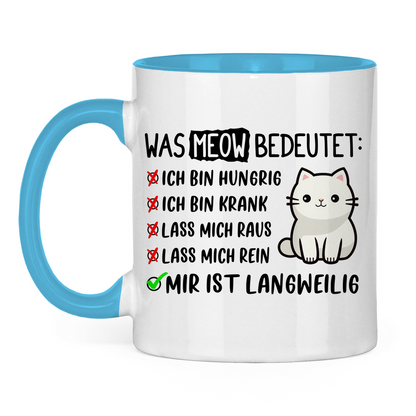 Tasse zweifarbig Dicke Katze - Alles OK!