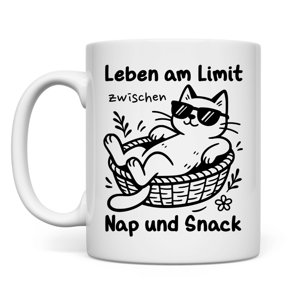 Tasse Leben am Limit zwischen Nap und Snack