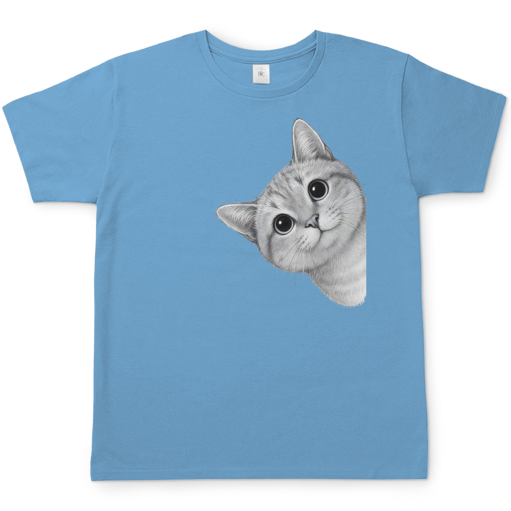 Herren T-Shirt - Sneaky Cat – Neugierige Katze schaut um die Ecke