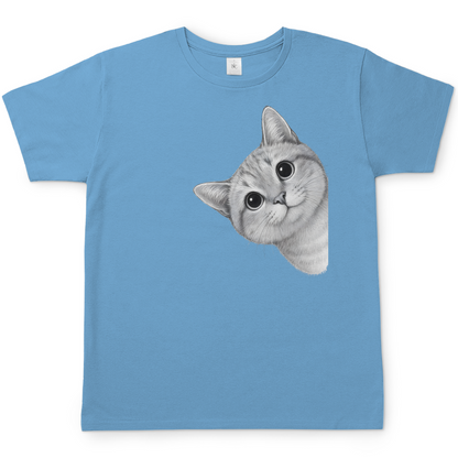 Herren T-Shirt - Sneaky Cat – Neugierige Katze schaut um die Ecke