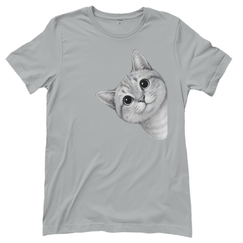 Damen T-Shirt - Sneaky Cat – Neugierige Katze schaut um die Ecke