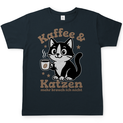 Herren T-Shirt - Kaffee & Katzen – Niedliches Motiv für Kaffeeliebhaber