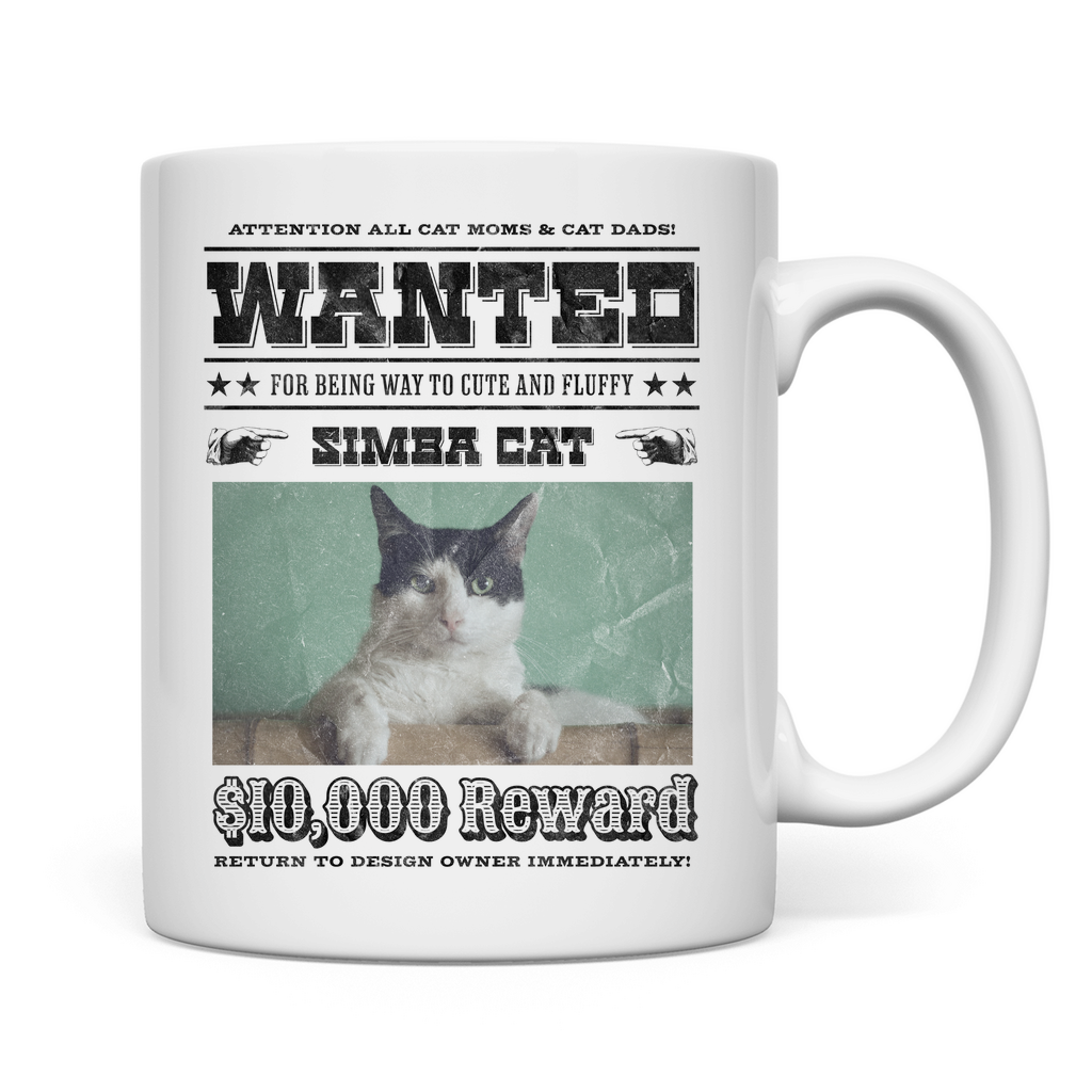 Tasse Personalisiert - Wanted Cat - Western Katzen Fahndungsfoto
