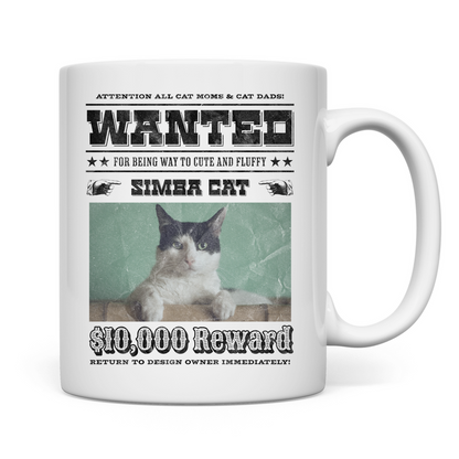 Tasse Personalisiert - Wanted Cat - Western Katzen Fahndungsfoto