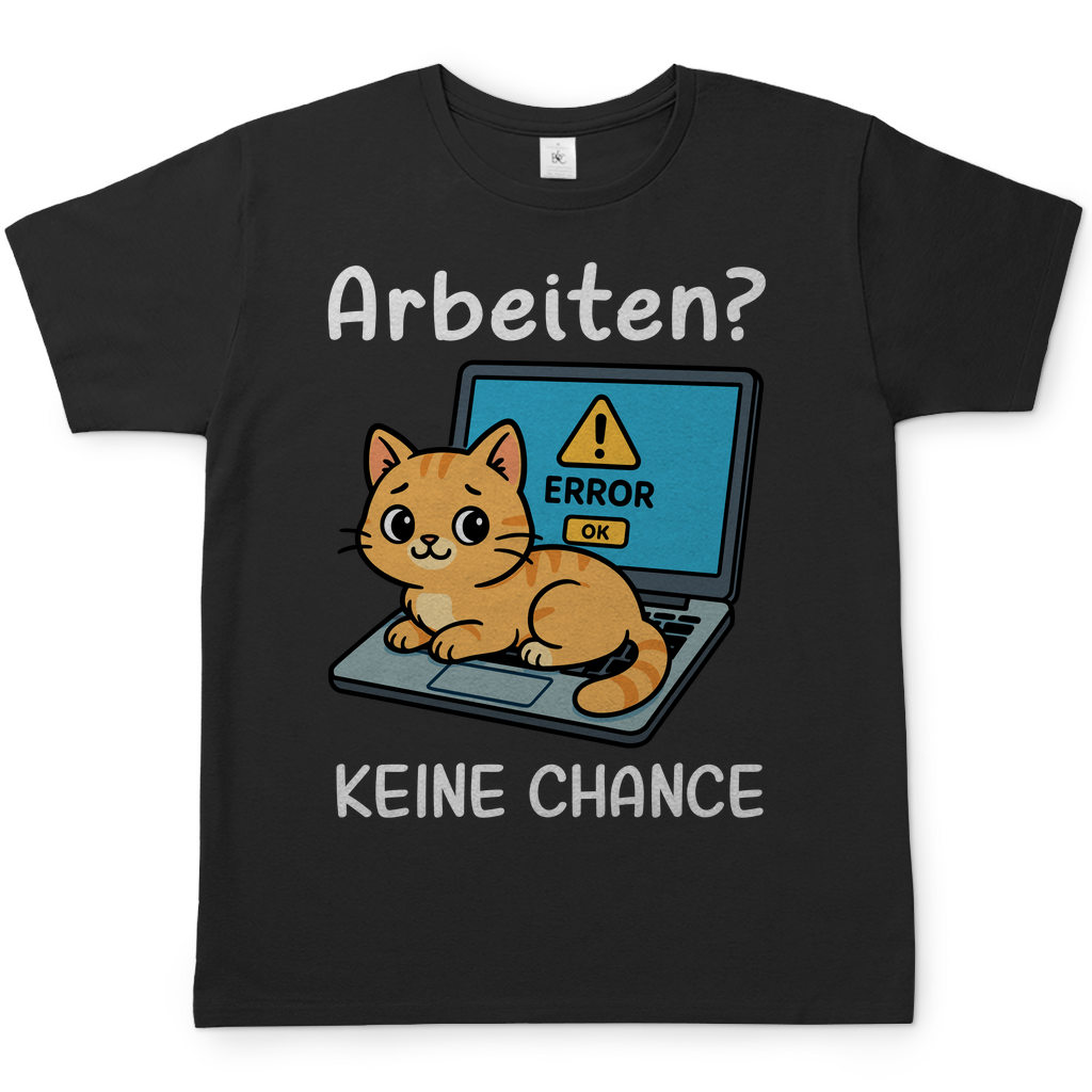 Herren T-Shirt Arbeiten? Keine Chance - Katze sitzt auf Laptop