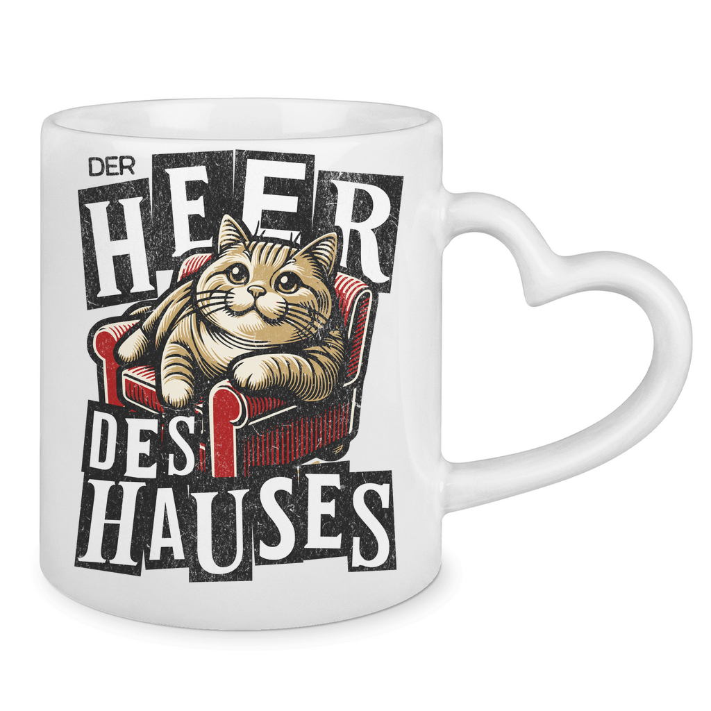 Tasse mit Herzhenkel Der Heer des Hauses - Katze auf Sofa