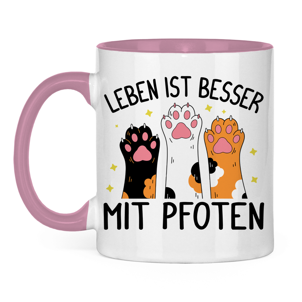 Tasse zweifarbig Leben ist besser mit Pfoten