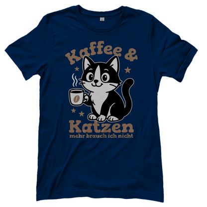 Damen T-Shirt - Kaffee & Katzen – Niedliches Motiv für Kaffeeliebhaber