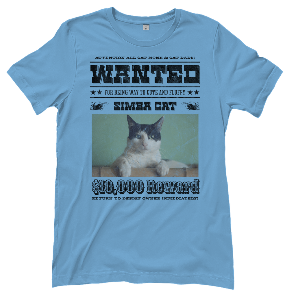 Damen T-Shirt Personalisiert - Wanted Cat - Western Katzen Fahndungsfoto