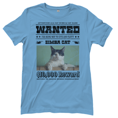 Damen T-Shirt Personalisiert - Wanted Cat - Western Katzen Fahndungsfoto