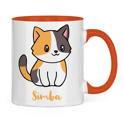Tasse zweifarbig Personalisiert - Eine Individuelle Cartoon Katze mit Name