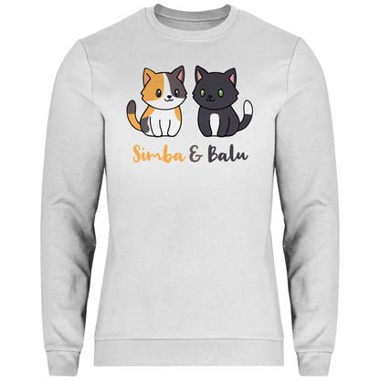 Herren Sweatshirt Personalisiert - Zwei Individuelle Cartoon Katzen mit Namen