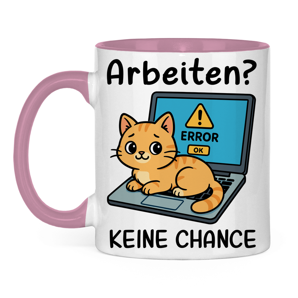 Tasse zweifarbig Arbeiten? Keine Chance - Katze sitzt auf Laptop