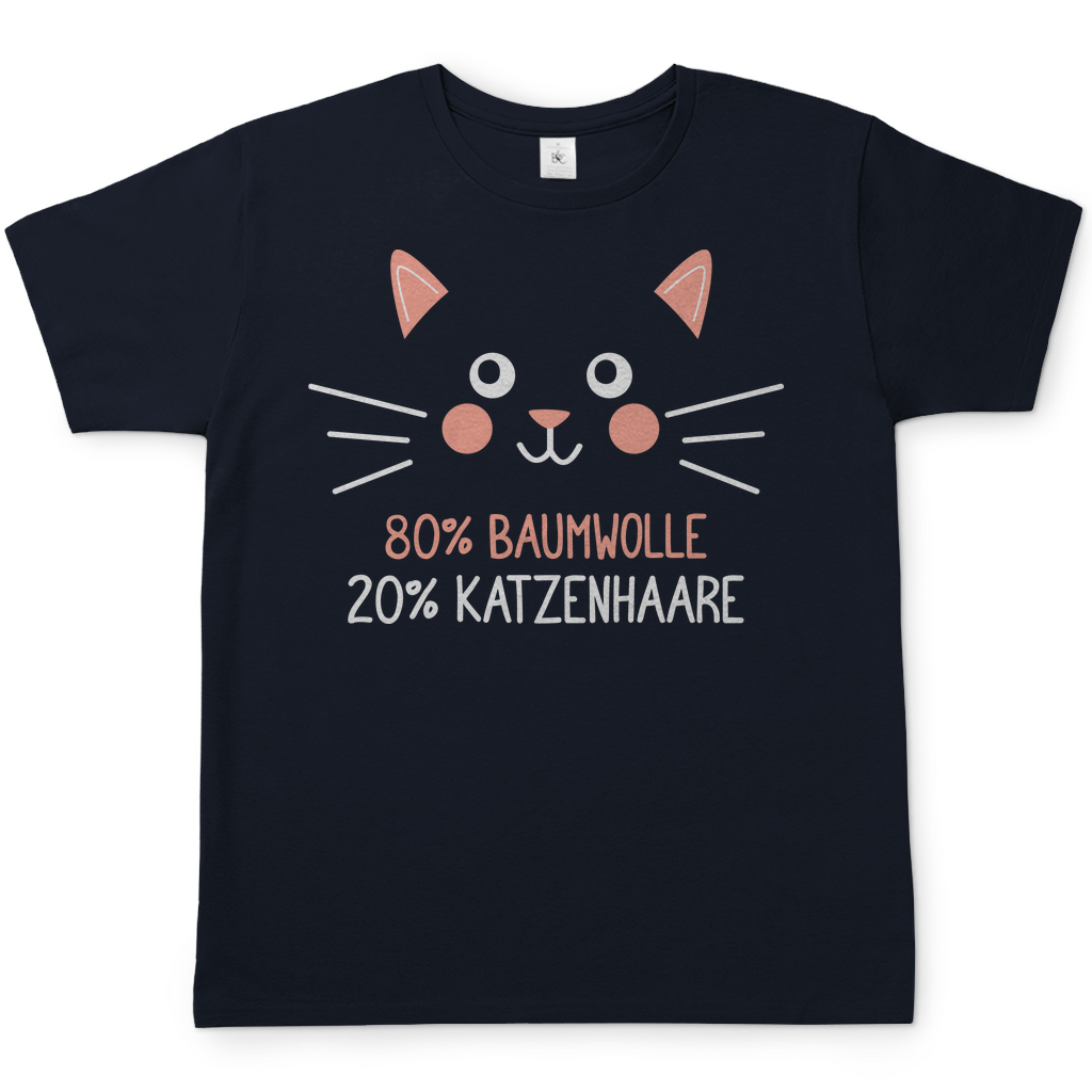 Herren T-Shirt - 80% Baumwolle 20% Katzenhaare – Witziges Katzen-Spruchmotiv