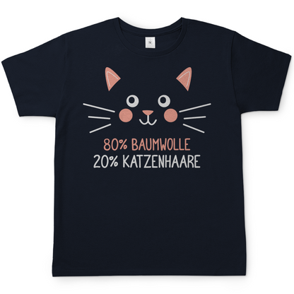 Herren T-Shirt - 80% Baumwolle 20% Katzenhaare – Witziges Katzen-Spruchmotiv