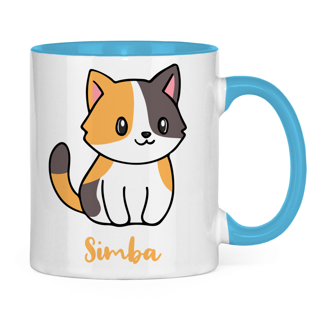 Tasse zweifarbig Personalisiert - Eine Individuelle Cartoon Katze mit Name