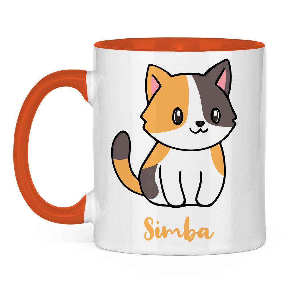 Tasse zweifarbig Personalisiert - Eine Individuelle Cartoon Katze mit Name